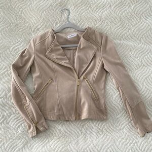 Calvin Klein Tan Faux Suede Moto Jacket